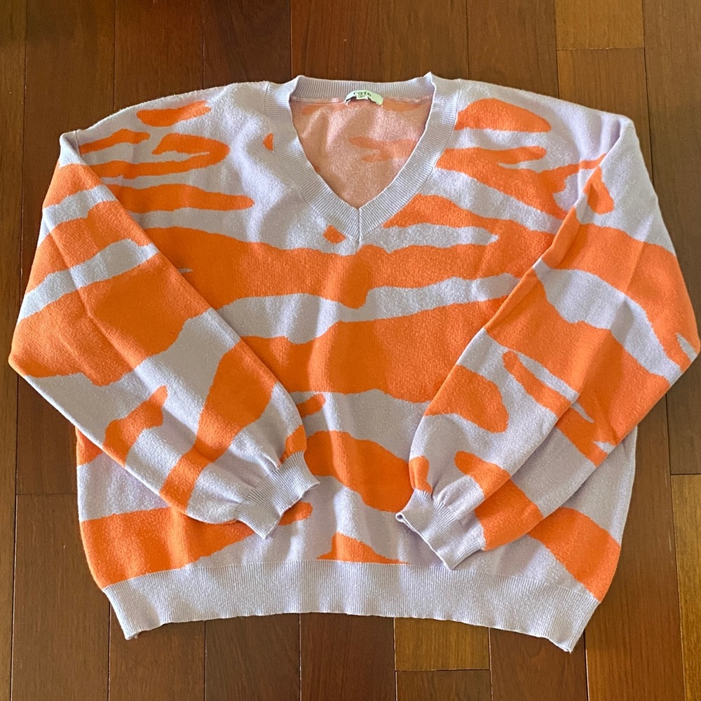 Purple and Coral Striped Sweater